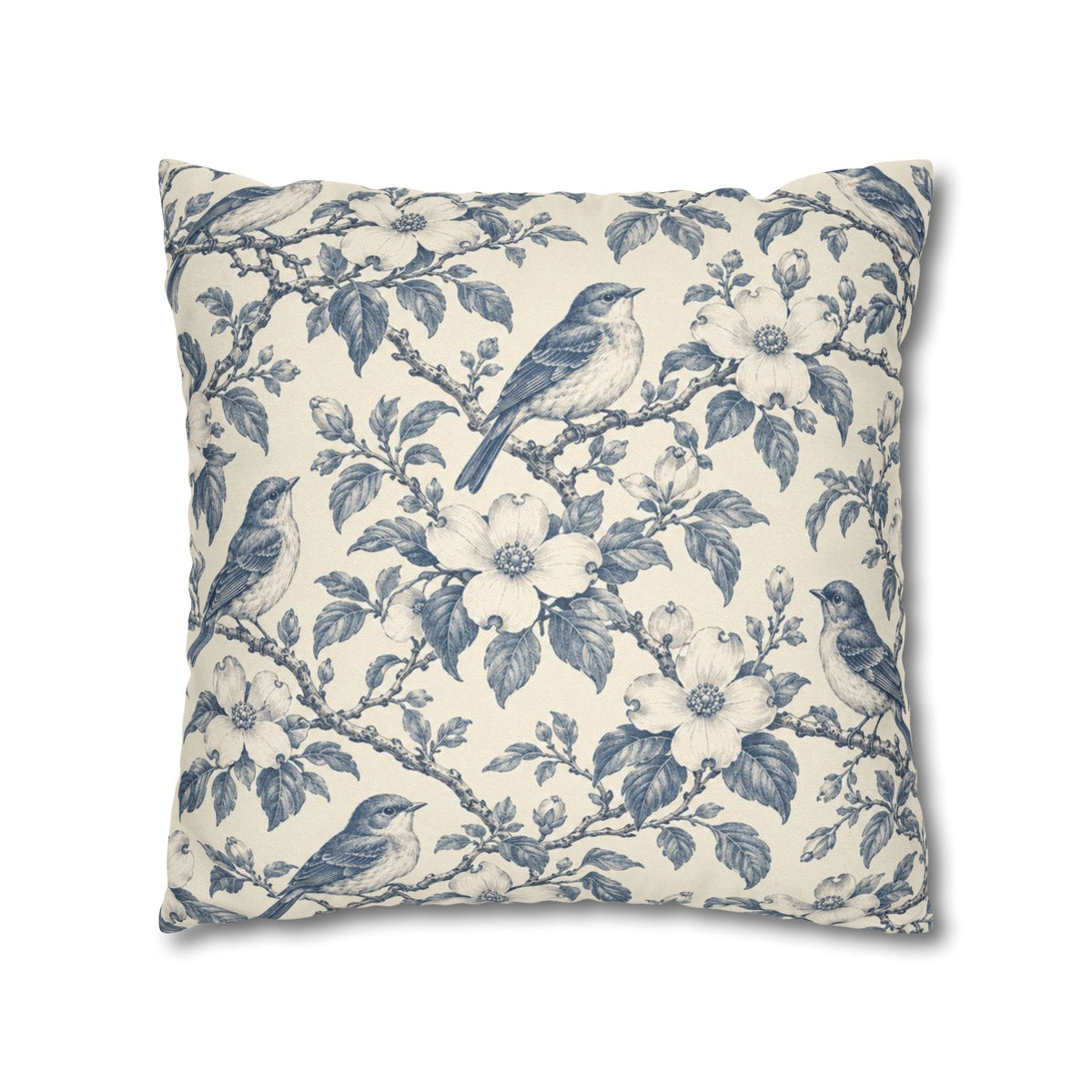 Bluebird Toile Pillow Cover