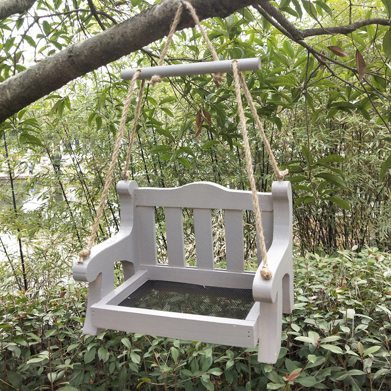 Wooden Bench Hanging Bird Feeder