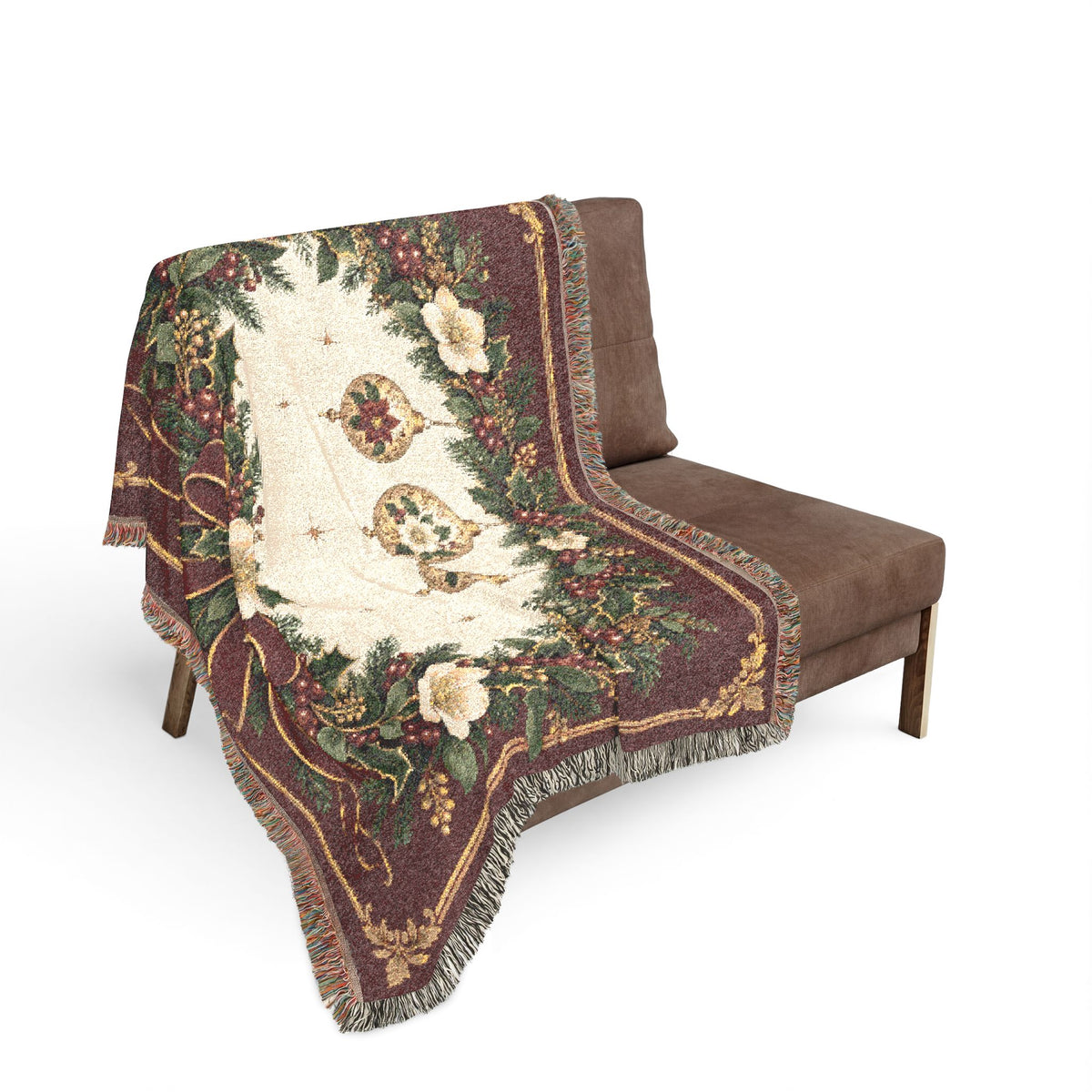 Victorian Christmas Garland — Woven Throw Blanket