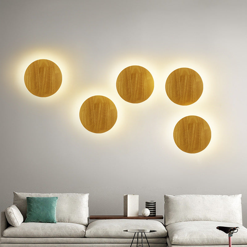 Warm-Glow Wooden Wall Lamp