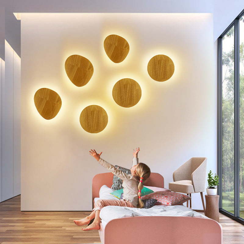 Warm-Glow Wooden Wall Lamp