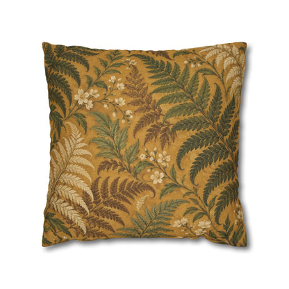 Golden Fern Victorian Botanical Pillow Cover — 18 × 18 in