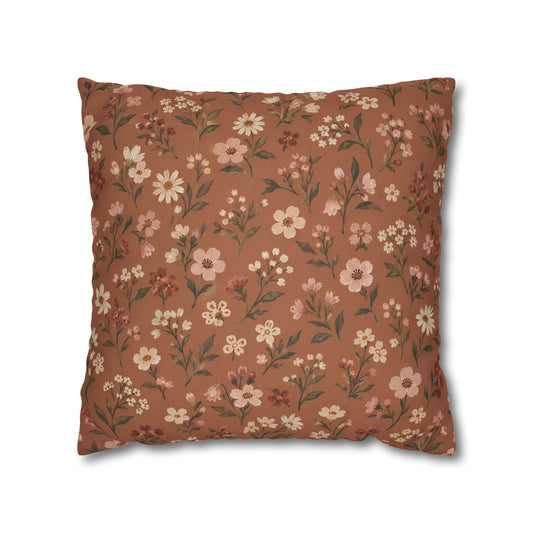 Clay Petal Floral Pillow Cover — 18 × 18 in