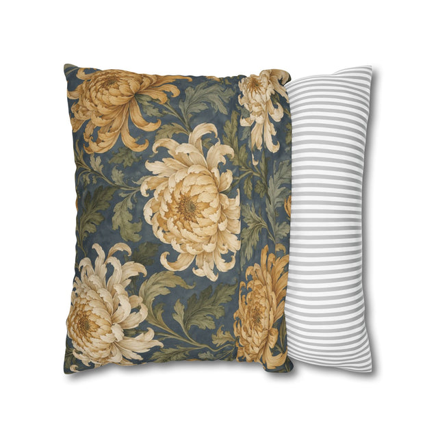 Twilight Chrysanthemum Victorian Floral Pillow Cover — 18 × 18 in