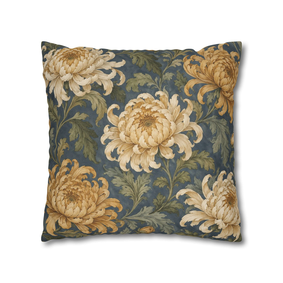 Twilight Chrysanthemum Victorian Floral Pillow Cover — 18 × 18 in