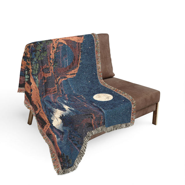 Moonlit Canyon — Woven Throw Blanket