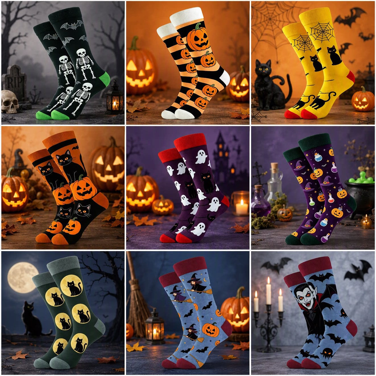 Halloween Cotton-Blend Mid-Calf Socks
