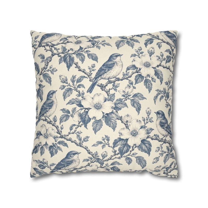 Bluebird Toile Pillow Cover