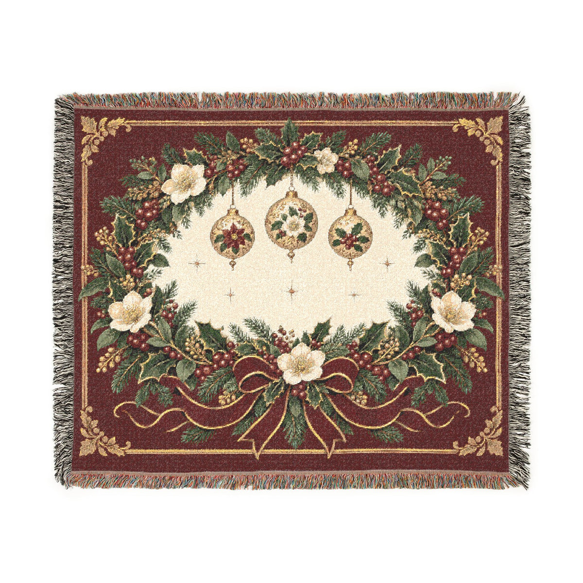 Victorian Christmas Garland — Woven Throw Blanket