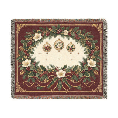 Victorian Christmas Garland — Woven Throw Blanket