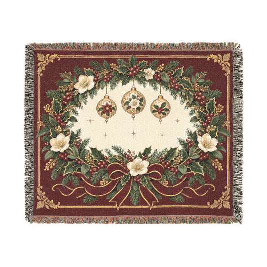 Victorian Christmas Garland — Woven Throw Blanket