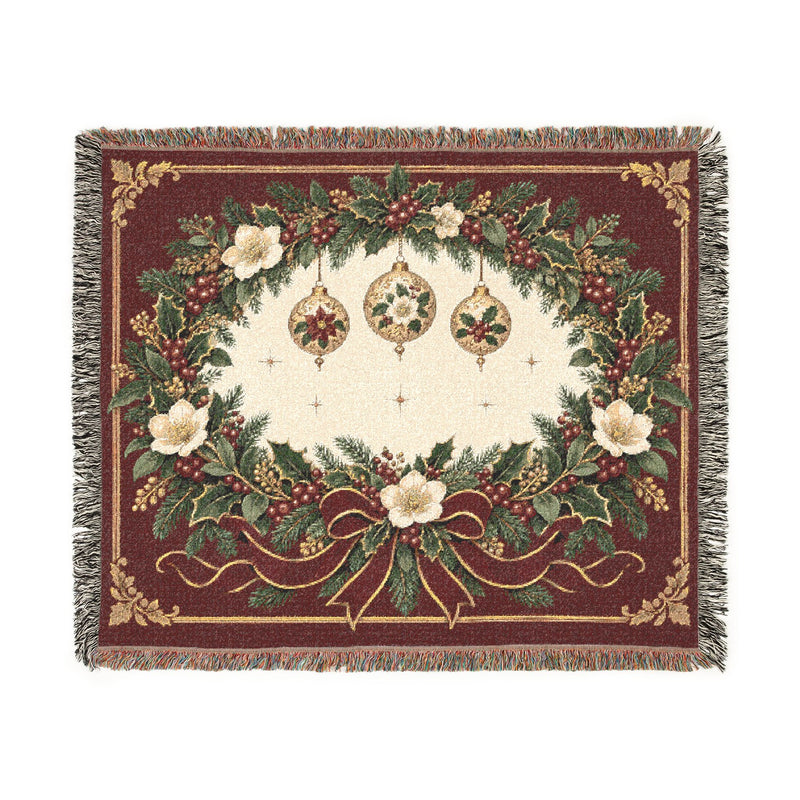 Victorian Christmas Garland — Woven Throw Blanket