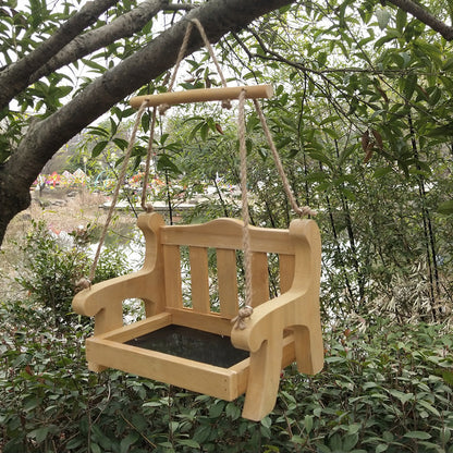 Wooden Bench Hanging Bird Feeder