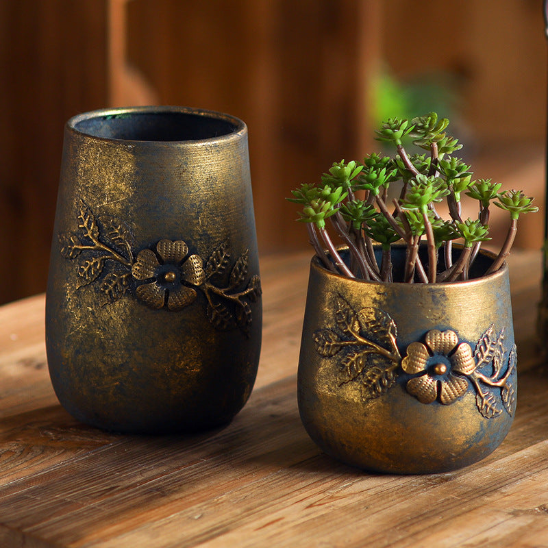 Vintage Floral Iron Planter