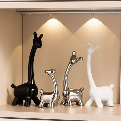 Porcelain Deer Family Figurines, Set of 4