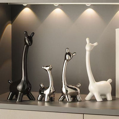 Porcelain Deer Family Figurines, Set of 4