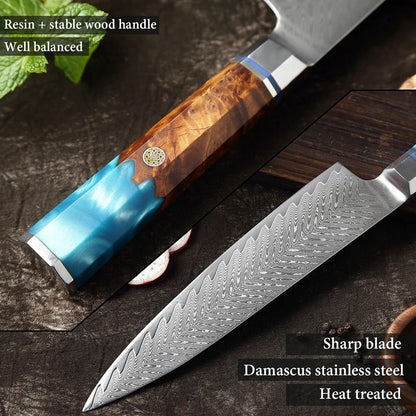 Japanese-Style Kitchen Knives with Wood Handles