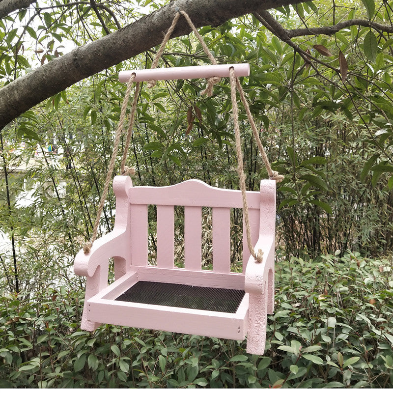Wooden Bench Hanging Bird Feeder