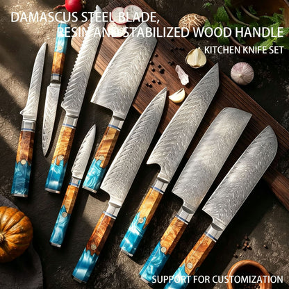 Japanese-Style Kitchen Knives with Wood Handles